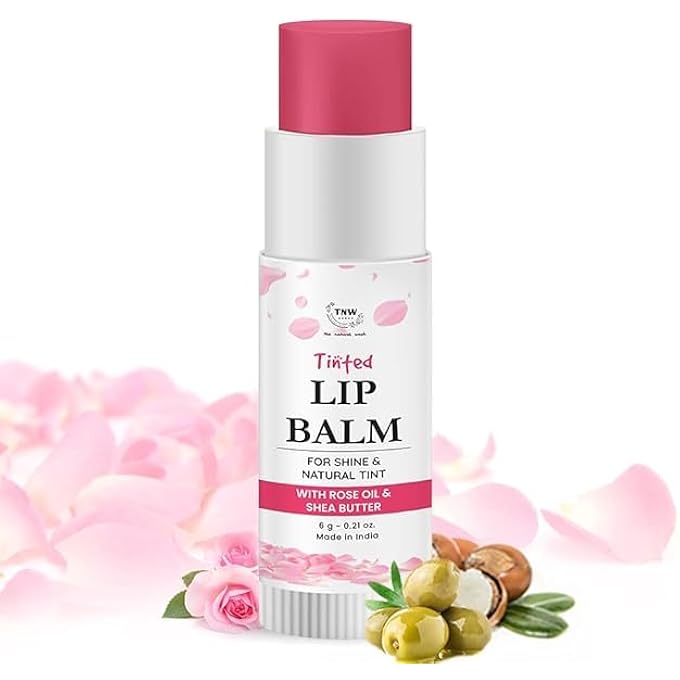 rayihni TNW-THE NATURAL WASH ROSE MULTIPURPOSE TINTED LIP BALM FOR DRY & CHAPPED LIPS- PINK, 6G | 100% NATURAL PINK TINT LIP BALM ADD GLOSSY SHEEN ON LIPS FOR LONG-LASTING WITH SHEA BUTTER & VITAMIN E - Image 1